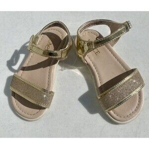 Girls Children's Place Gold Sparkle Sandals Open Toe Size 8 Toddler Fancy